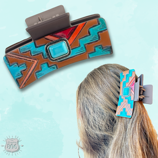 Southwestern tooled look hair clip