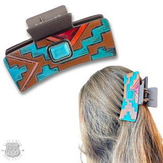 Southwestern tooled look hair clip