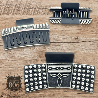 Boot stitch western style hair claw
