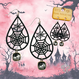 Spider web earring with Austrian crystal
