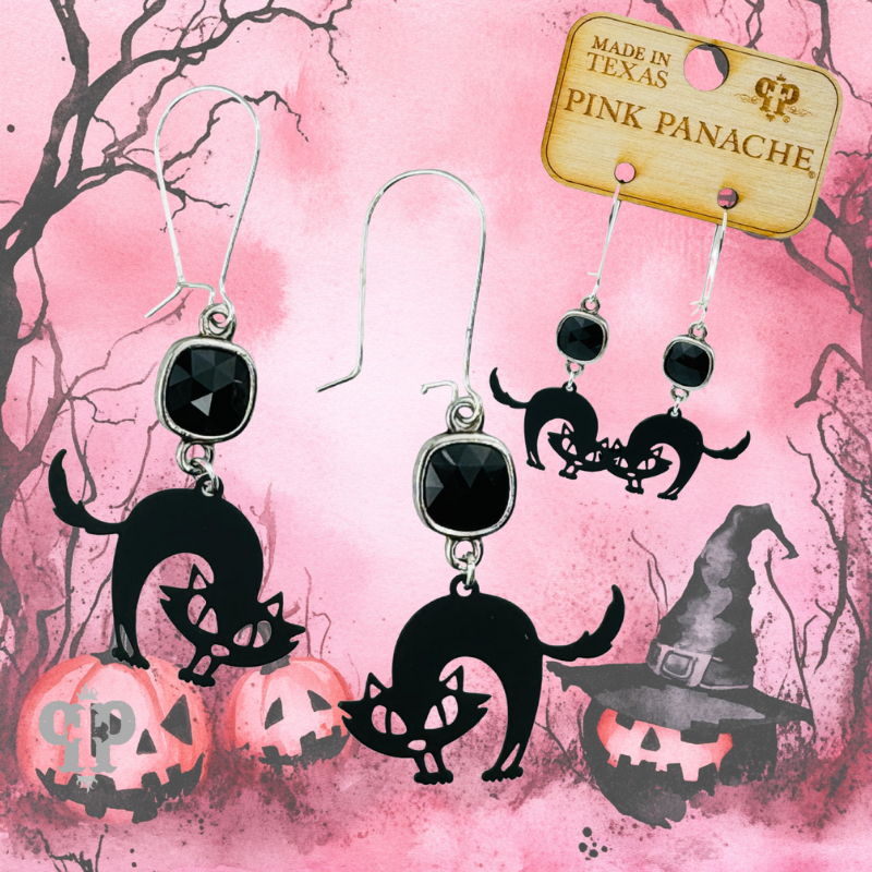 Spooky cat earring with Austrian crystal