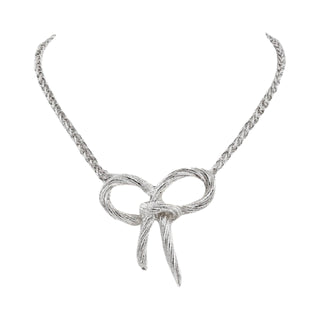 Large infinity bow on wheat chain necklace