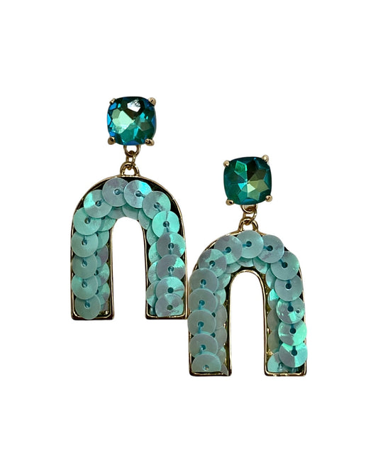 Sequin arch rhinestone earring