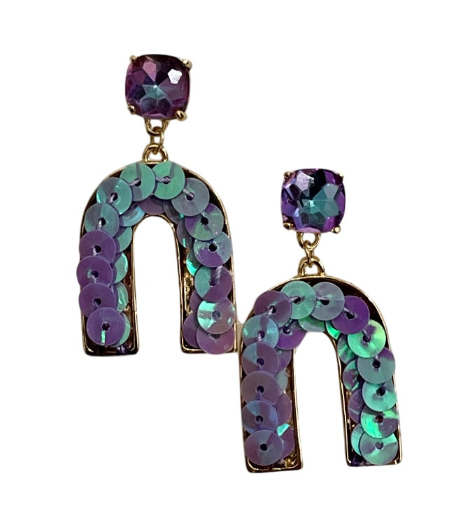 Sequin arch rhinestone earring