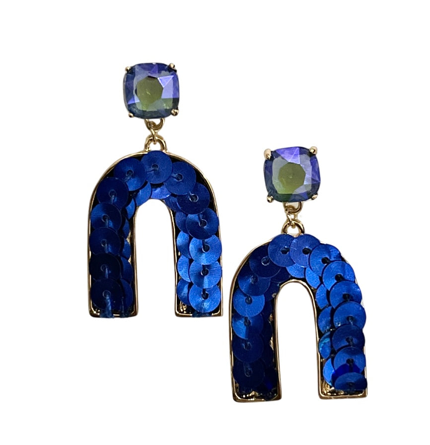 Sequin arch rhinestone earring