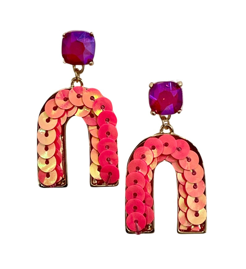 Sequin arch rhinestone earring