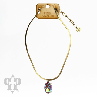 Oval rhinestone pendant necklace