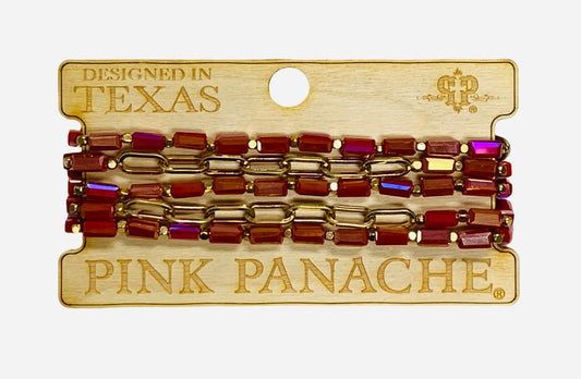 Red bead and gold chain bracelet set, last call