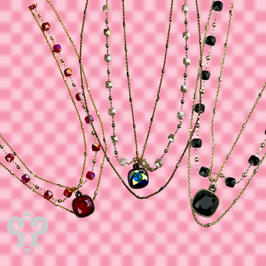 Delicate gold chain and faceted bead Austrian crystal drop necklace