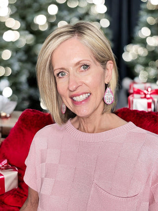 Christmas print teardrop earring with Austrian crystals