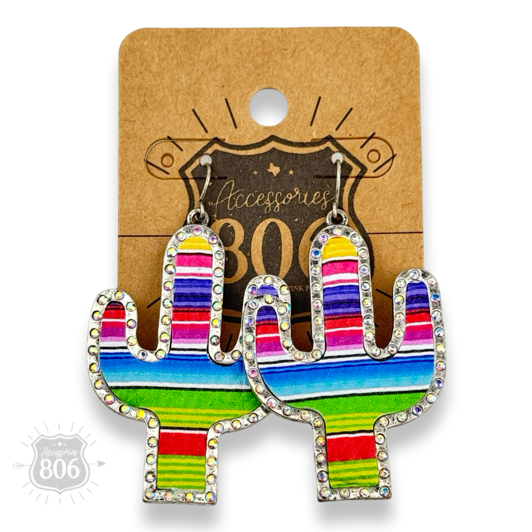 Multi-color zig zag cactus earring, last call