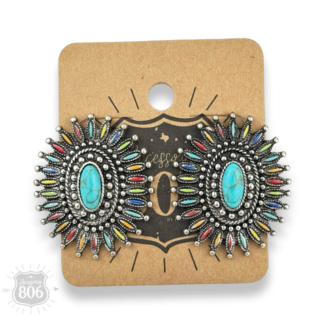 Southwest oval post earring