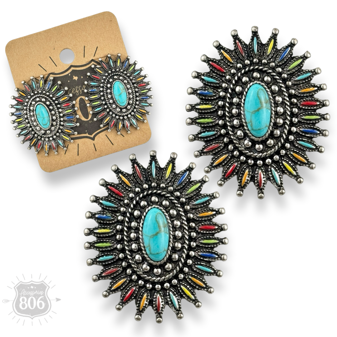 Southwest oval post earring