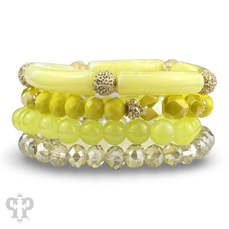 Yellow mix bead bracelet set