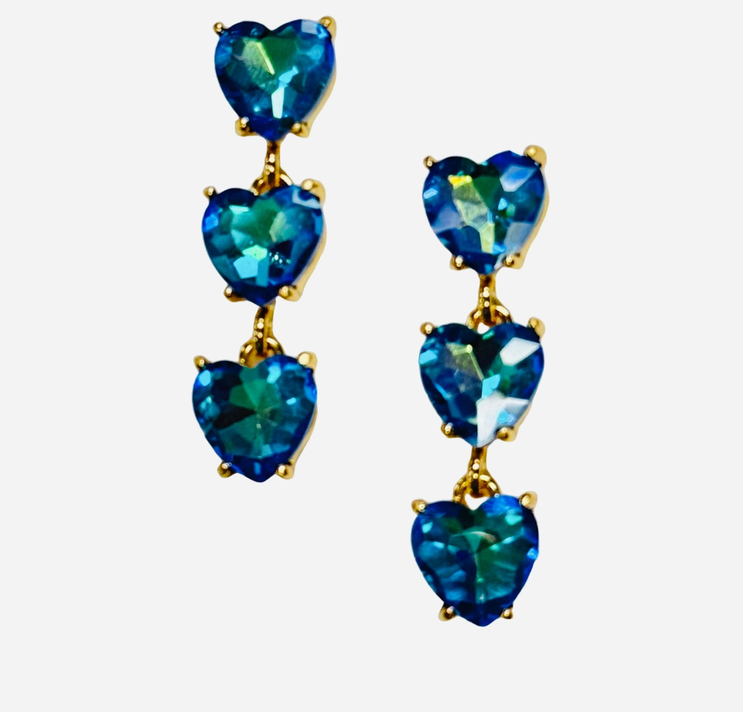 Triple heart rhinestone earring