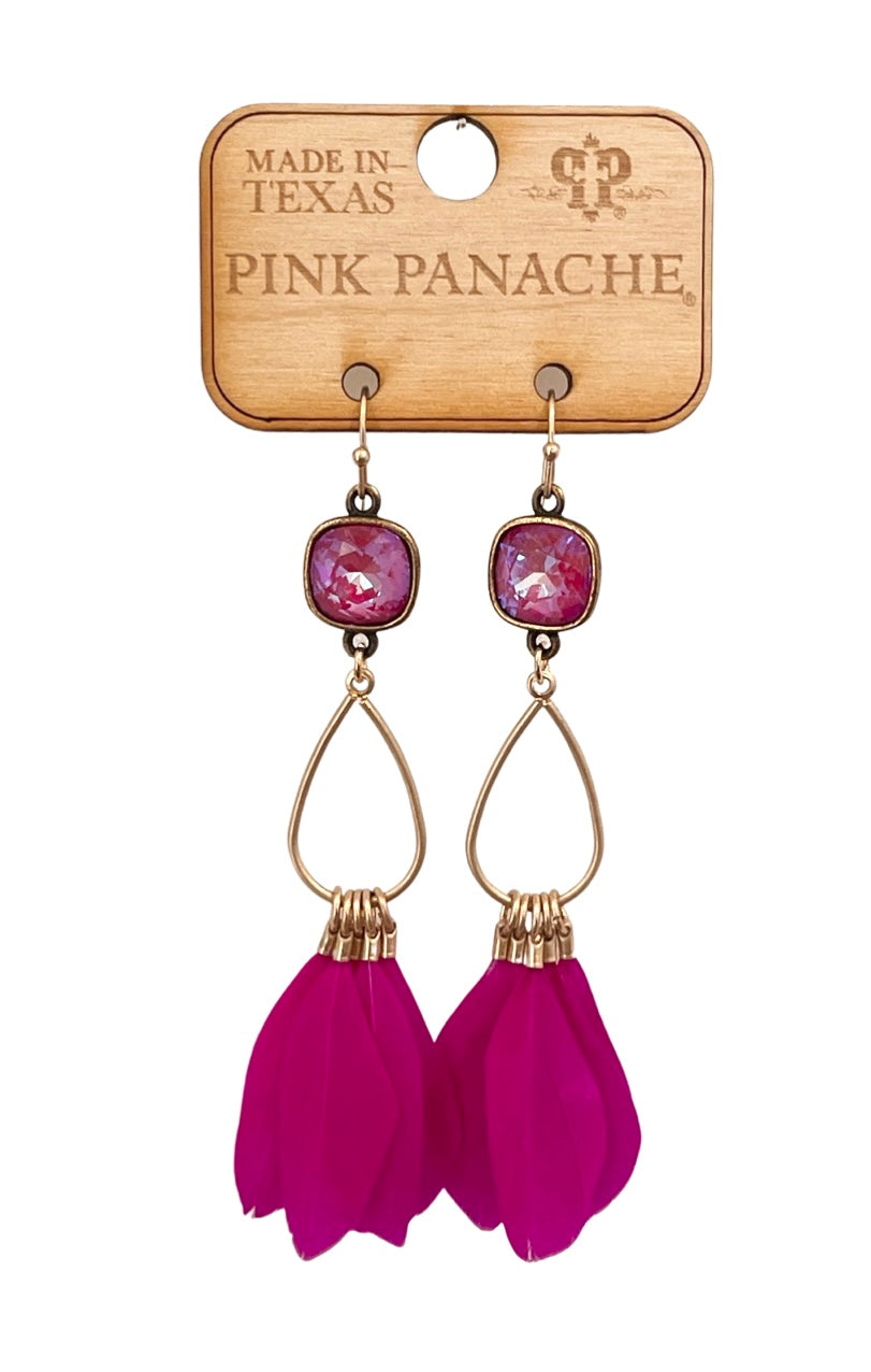 Feather fringe earring with Austrian crystal
