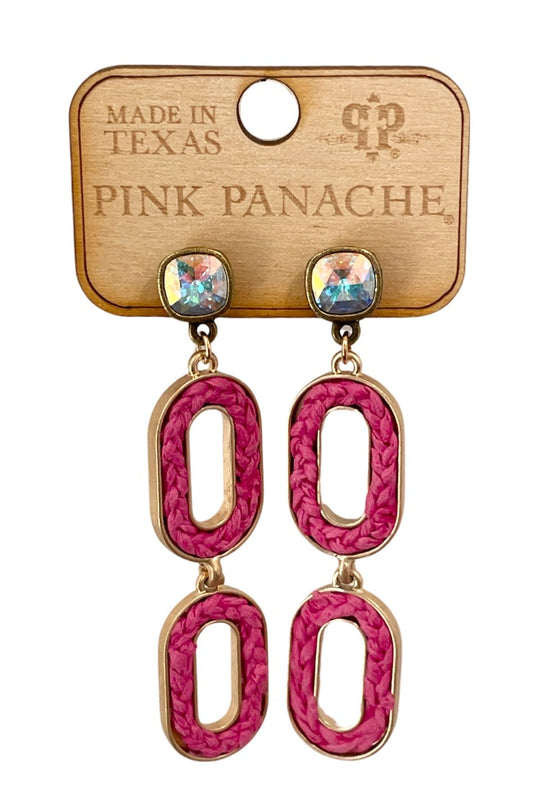 Fuchsia double oval earring, Austrian crystal