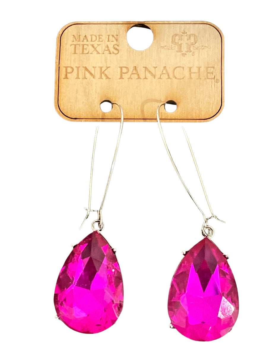 Large teardrop rhinestone charm earring