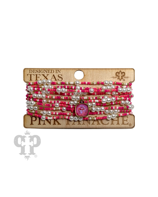 Pearl and color-hue bead bracelet set, Austrian crystal