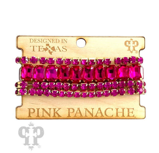 Curvy fit fuchsia rhinestone bracelet set