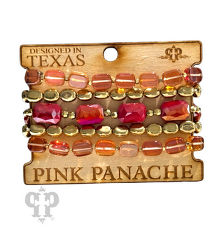 Color mix and gold bead bracelet stack