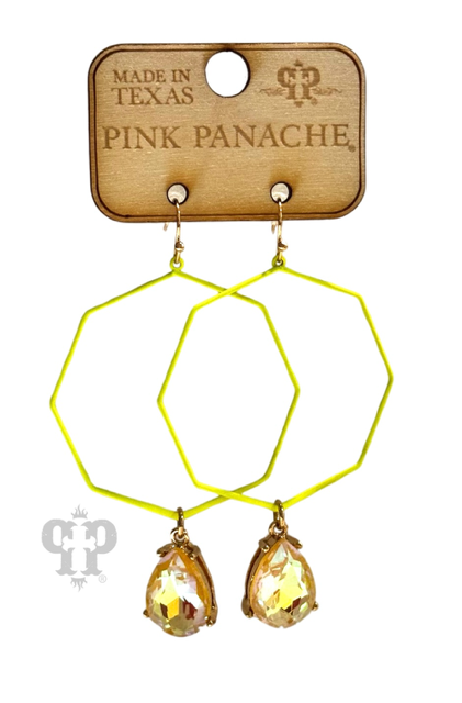 Yellow octagon earring with drop