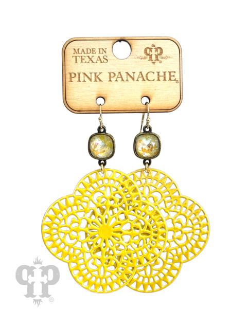 Yellow lace clover earring, Austrian crystal