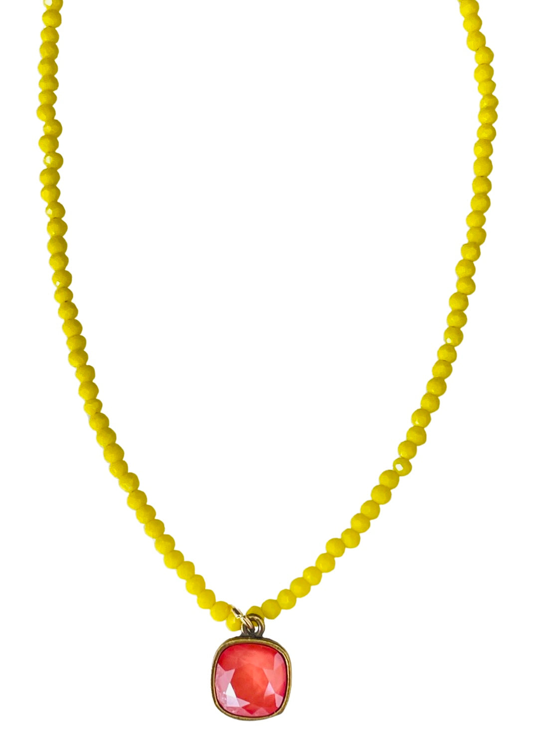 Yellow crystal bead necklace, Austrian crystal