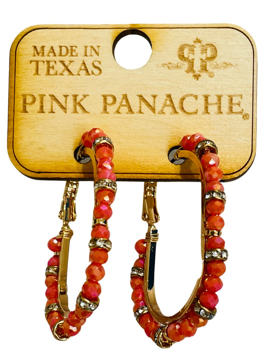 Orange bead hoop earring, last call