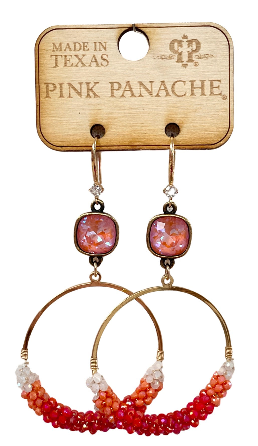 Orange circle earring, Austrian crystal