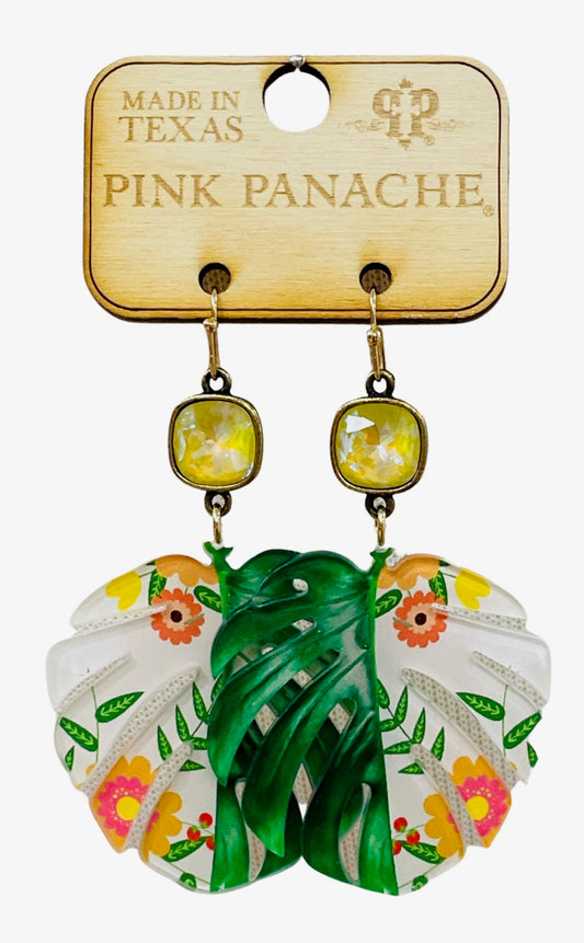 Green leaf, Austrian crystal earring, last call