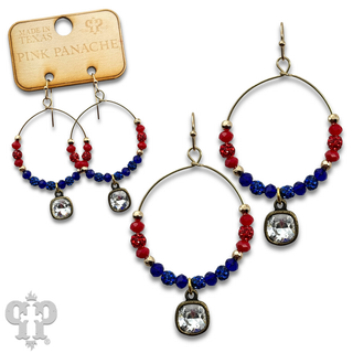 Patriotic circle earring with clear Austrian crystal