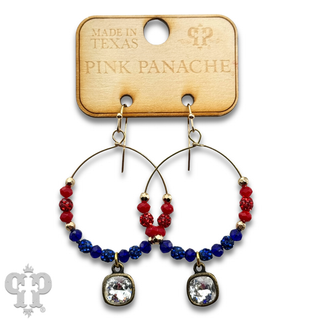 Patriotic circle earring with clear Austrian crystal