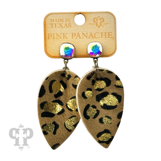 Petal animal print hide earring, last call