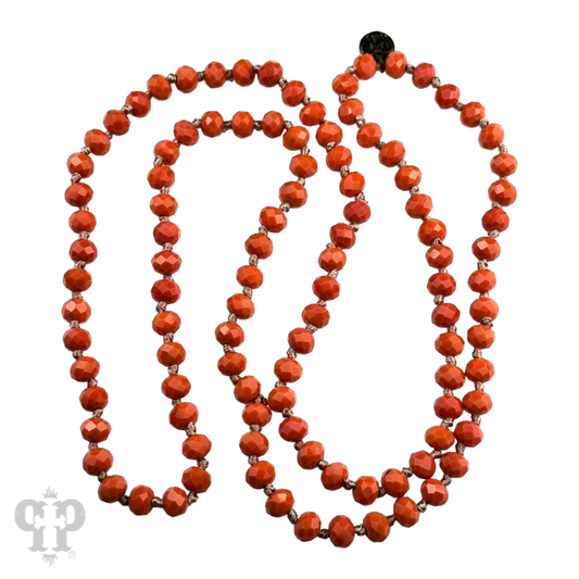 Large faceted bead knotted layering necklace, last call