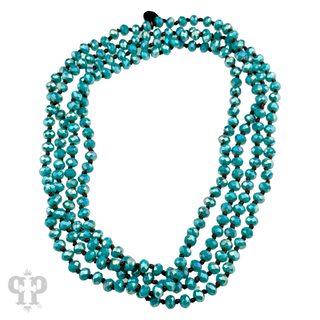 Iridescent bead knotted 62" layering necklace