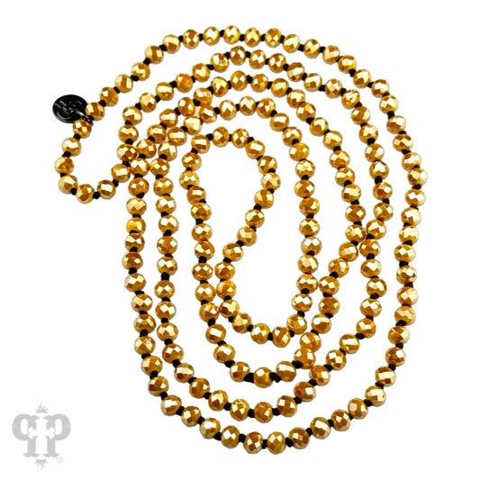 Iridescent bead knotted 46" layering necklace, last call