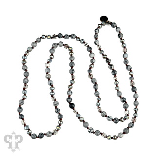 Gray mixed bead knotted layering necklace