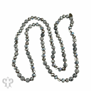 Gray mixed bead knotted layering necklace