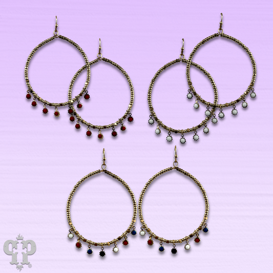 Gold seed bead with sunburst bead earring, last call