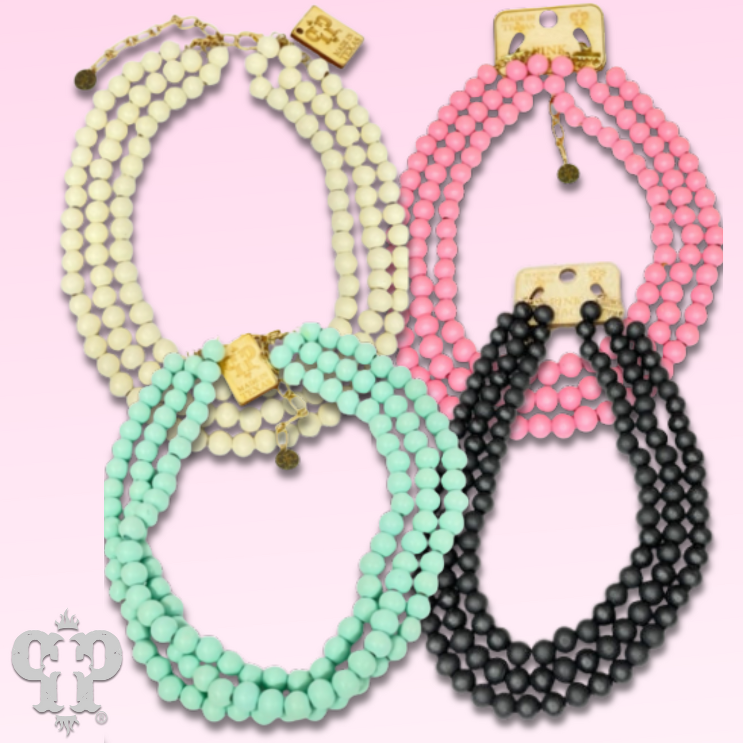 Three strand wood bead necklace, last call