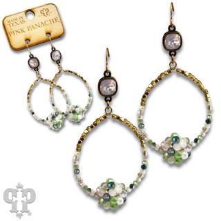 Bead cluster teardrop earring with Austrian crystal