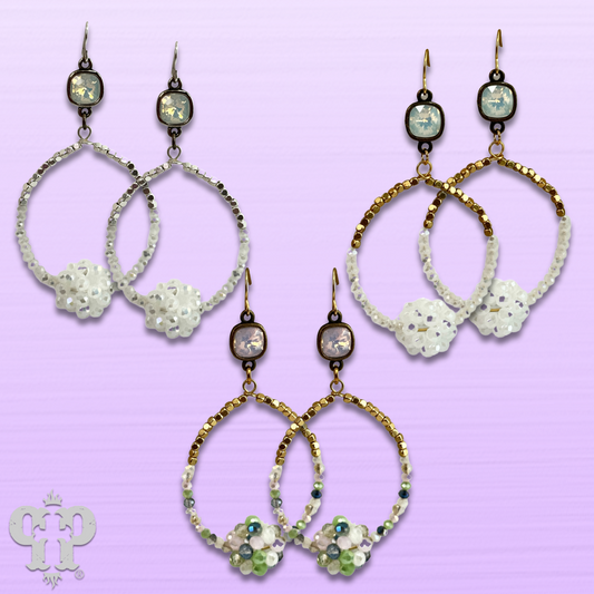 Bead cluster teardrop earring with Austrian crystal, last call