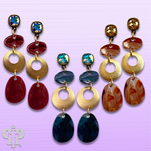 Oval acrylic swirl earring, last call