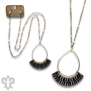 Woven teardrop long necklace, last call
