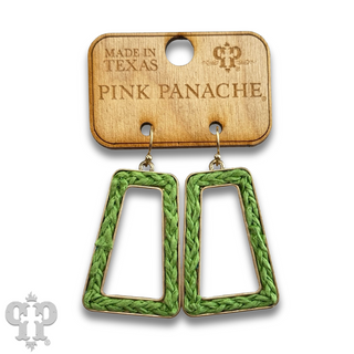 Braided raffia rectangle earring with Austrian crystal, last call