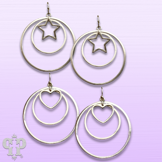 Double circle with center charm earring
