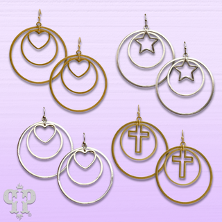Double circle with center charm earring