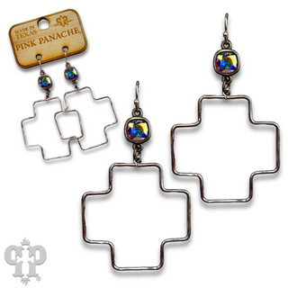 Square cross earring with Austrian crystal