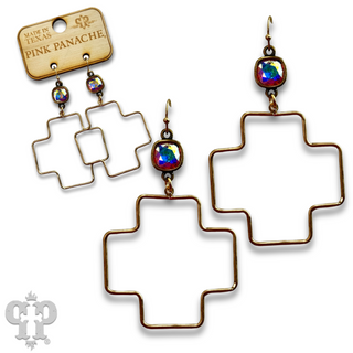 Square cross earring with Austrian crystal